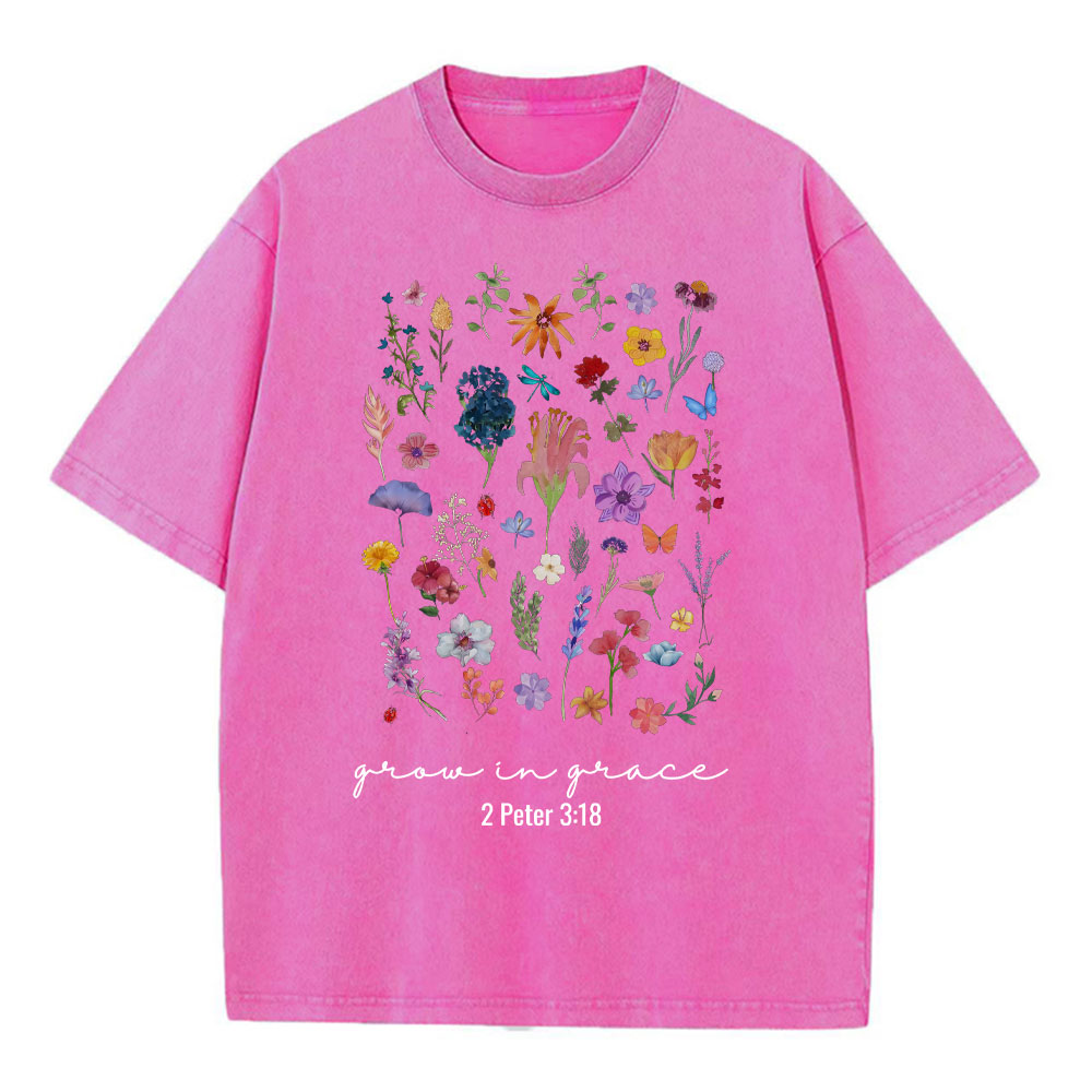Grow In Grace Christian Washed T-Shirt