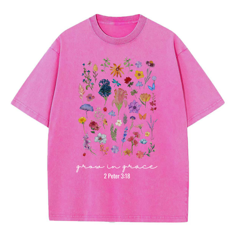 Grow In Grace Christian Washed T-Shirt