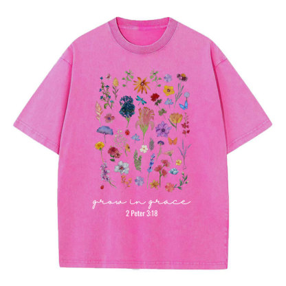 Grow In Grace Christian Washed T-Shirt
