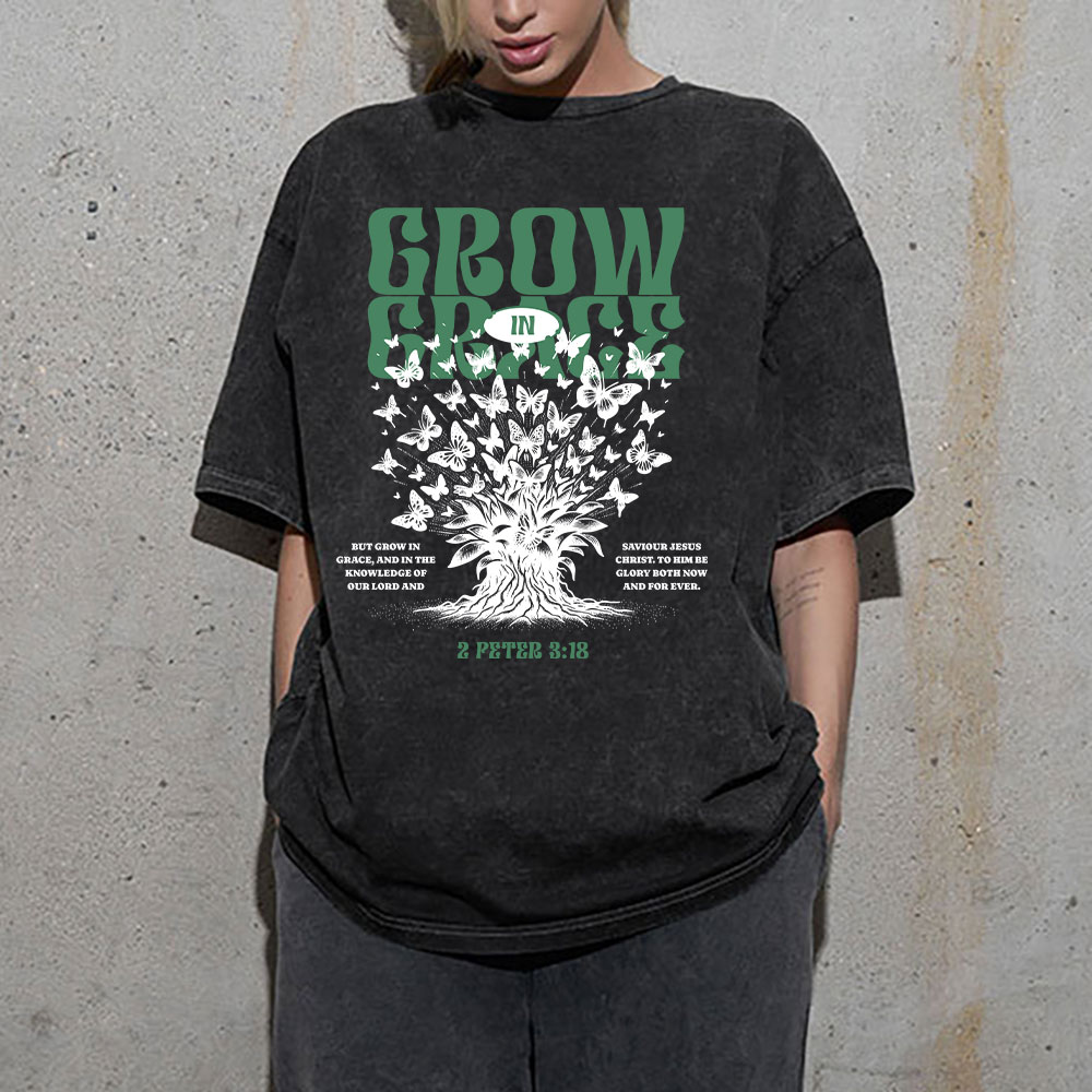Grow In Grace Christian Washed T-Shirt