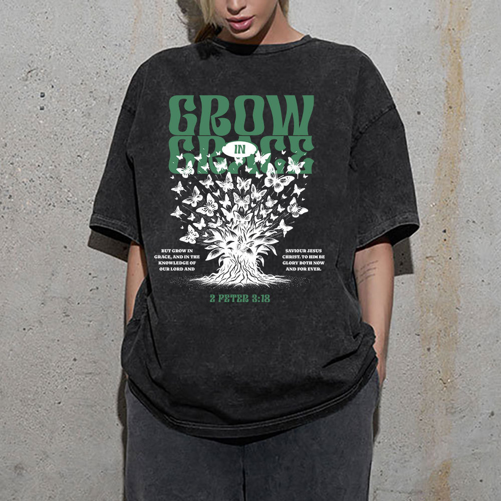 Grow In Grace Christian Washed T-Shirt