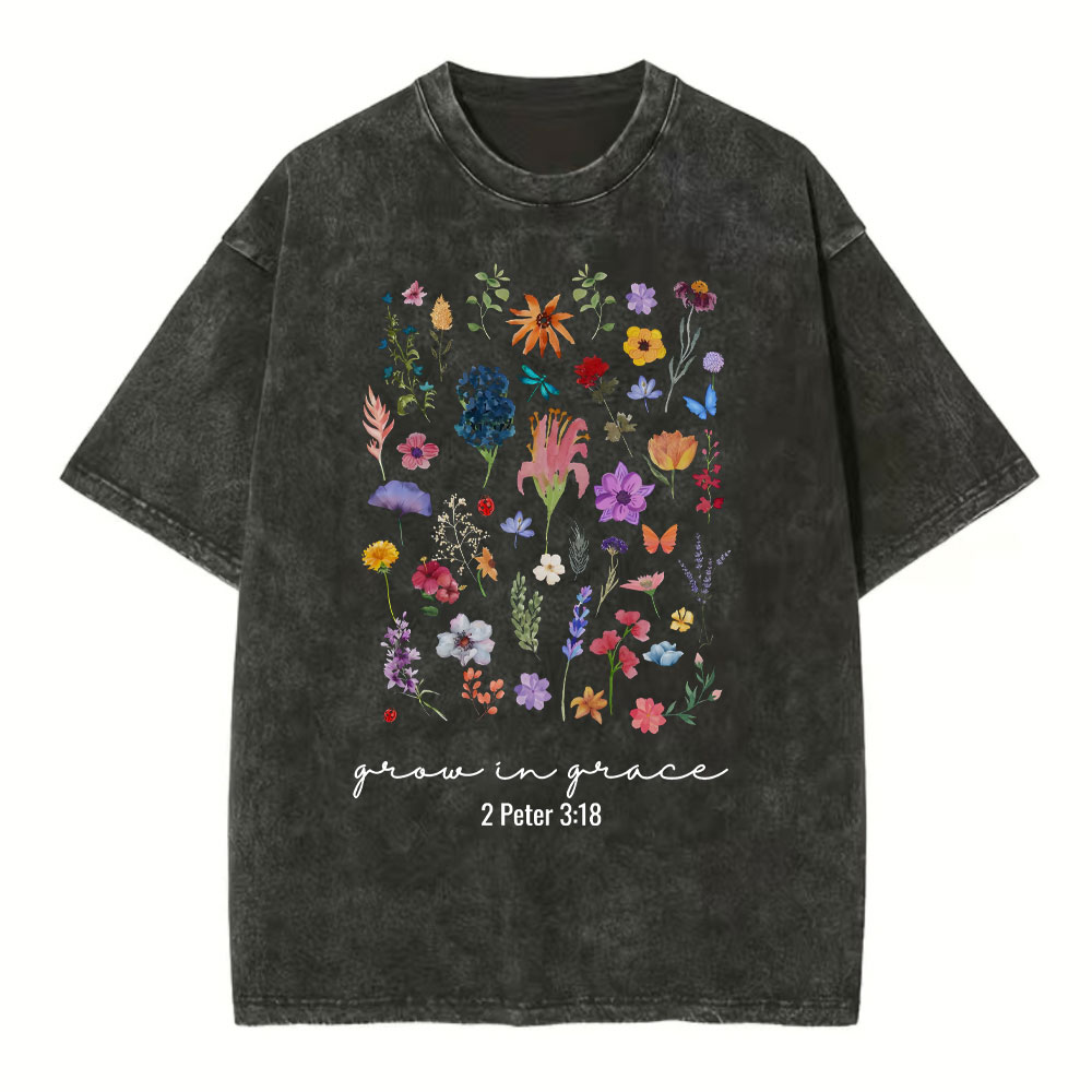 Grow In Grace Christian Washed T-Shirt