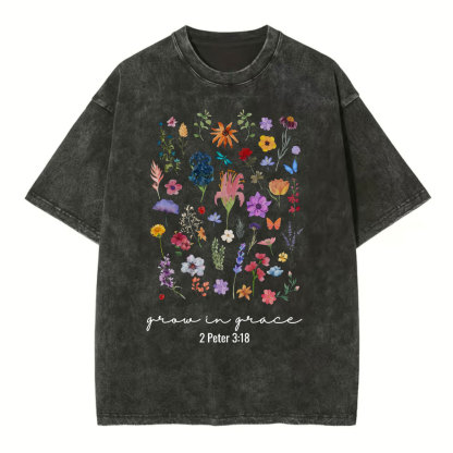Grow In Grace Christian Washed T-Shirt