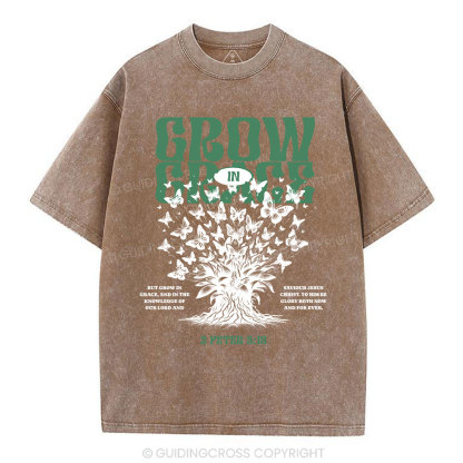 Grow In Grace Christian Washed T-Shirt
