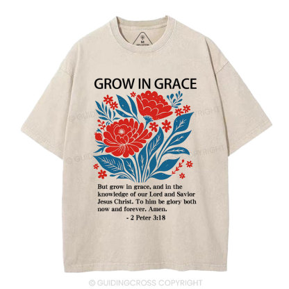 Grow In Grace Christian Washed T-Shirt