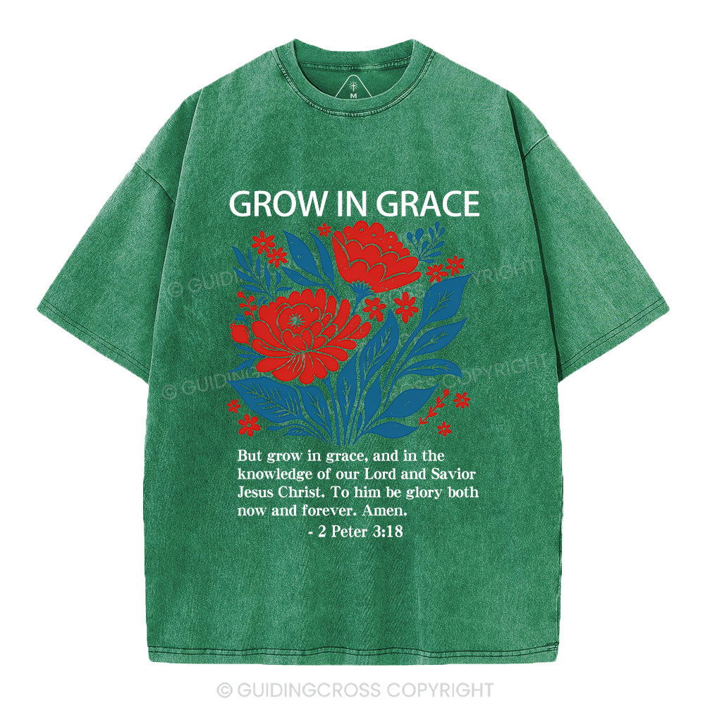 Grow In Grace Christian Washed T-Shirt