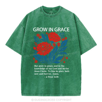 Grow In Grace Christian Washed T-Shirt