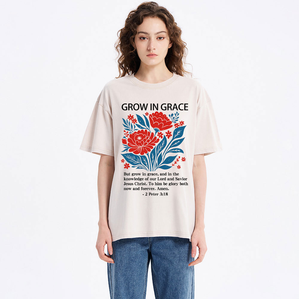 Grow In Grace Christian Washed T-Shirt