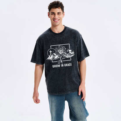 Grow In Grace Christian Washed T-Shirt