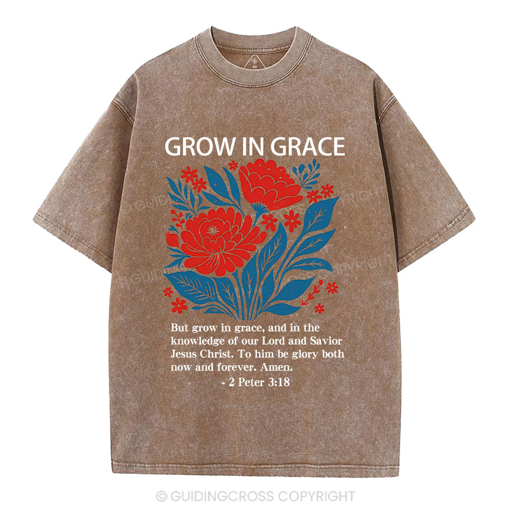 Grow In Grace Christian Washed T-Shirt