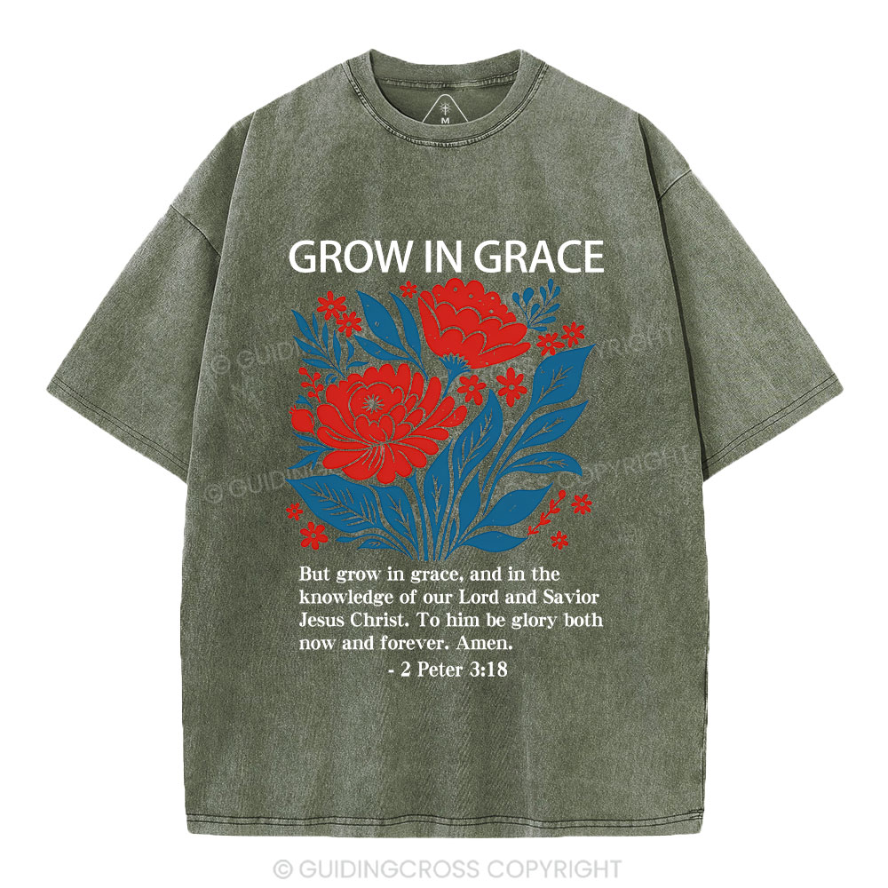 Grow In Grace Christian Washed T-Shirt