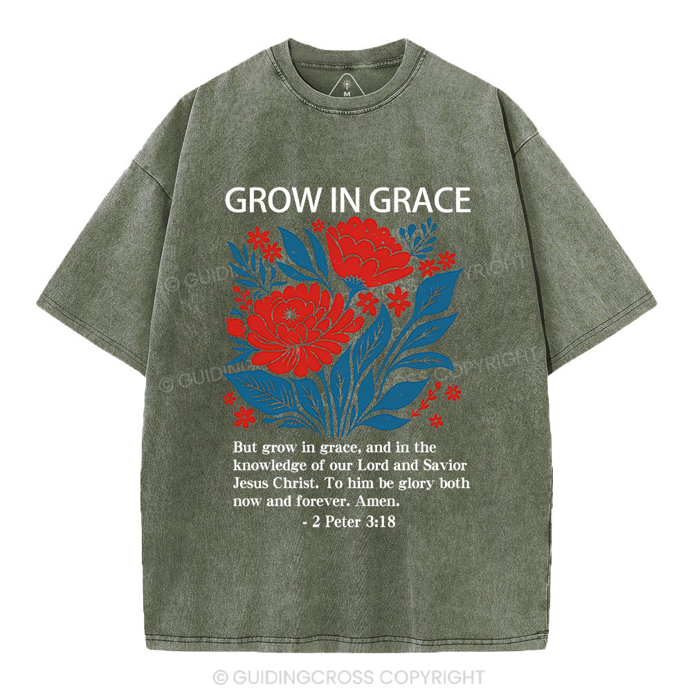 Grow In Grace Christian Washed T-Shirt