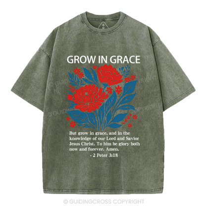 Grow In Grace Christian Washed T-Shirt