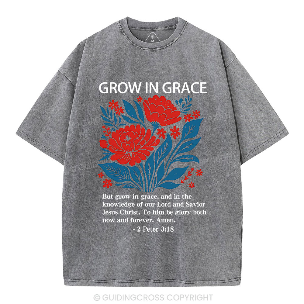 Grow In Grace Christian Washed T-Shirt