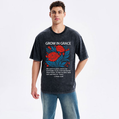 Grow In Grace Christian Washed T-Shirt