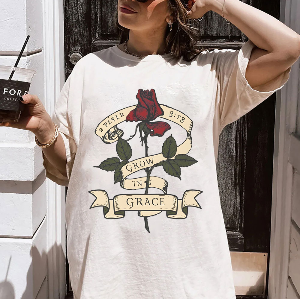 Grow In Grace Christian Washed T-Shirt