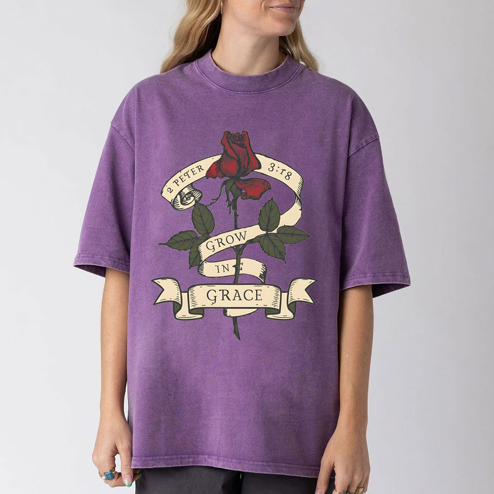 Grow In Grace Christian Washed T-Shirt