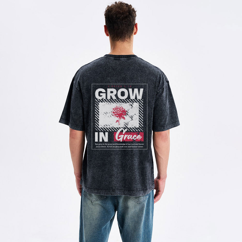 Grow In Grace Christian Washed T-Shirt