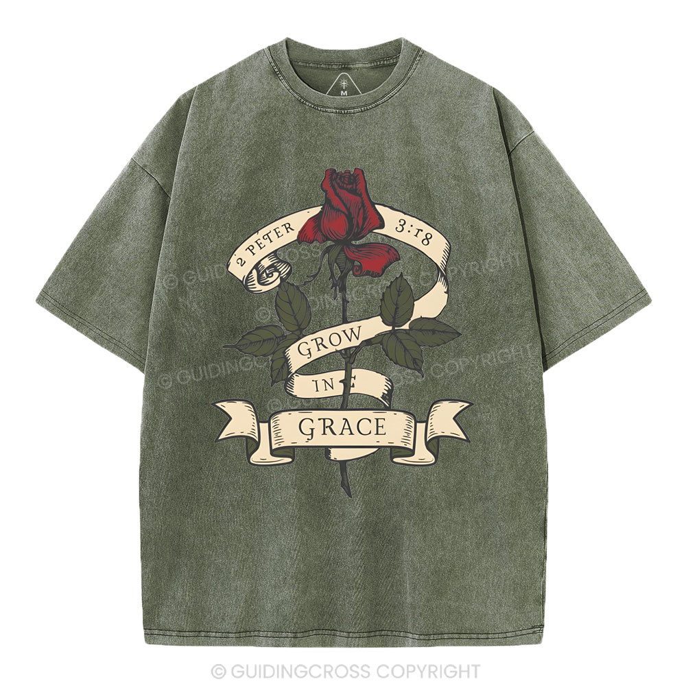 Grow In Grace Christian Washed T-Shirt