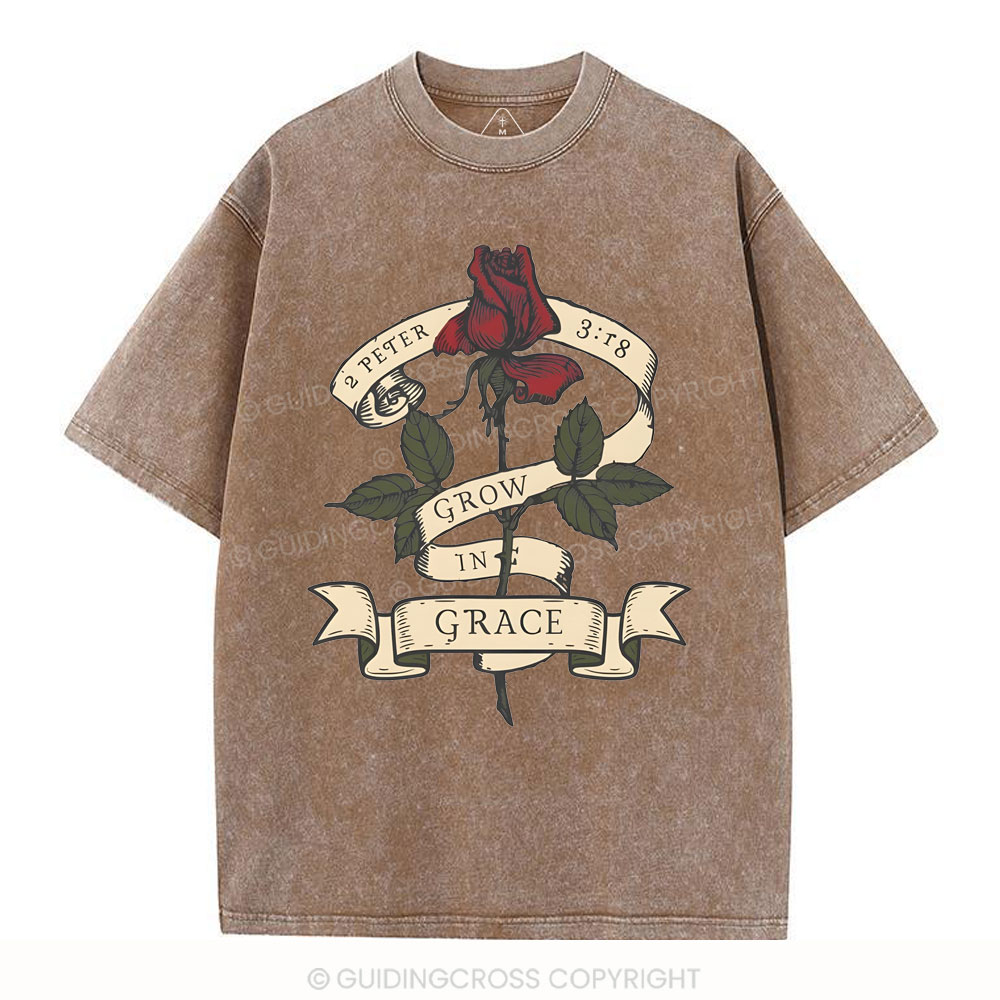 Grow In Grace Christian Washed T-Shirt