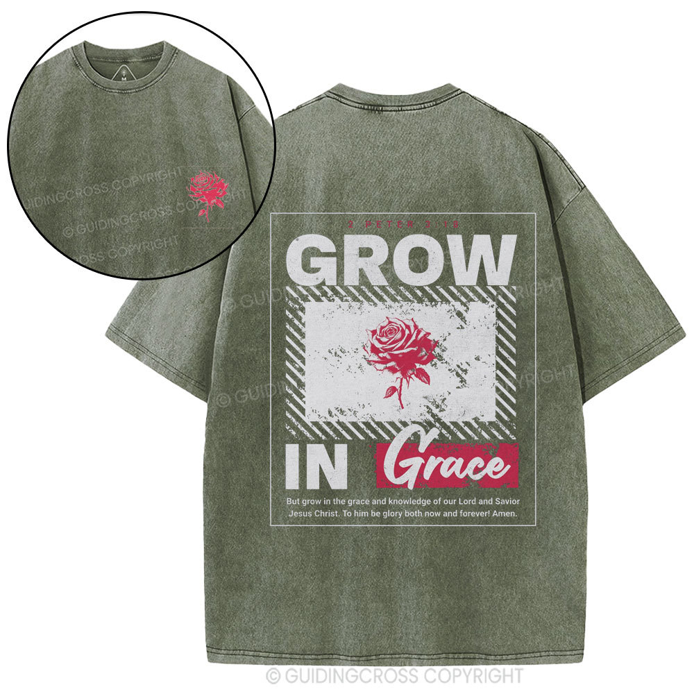 Grow In Grace Christian Washed T-Shirt