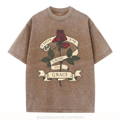 Grow In Grace Christian Washed T-Shirt