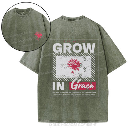 Grow In Grace Christian Washed T-Shirt