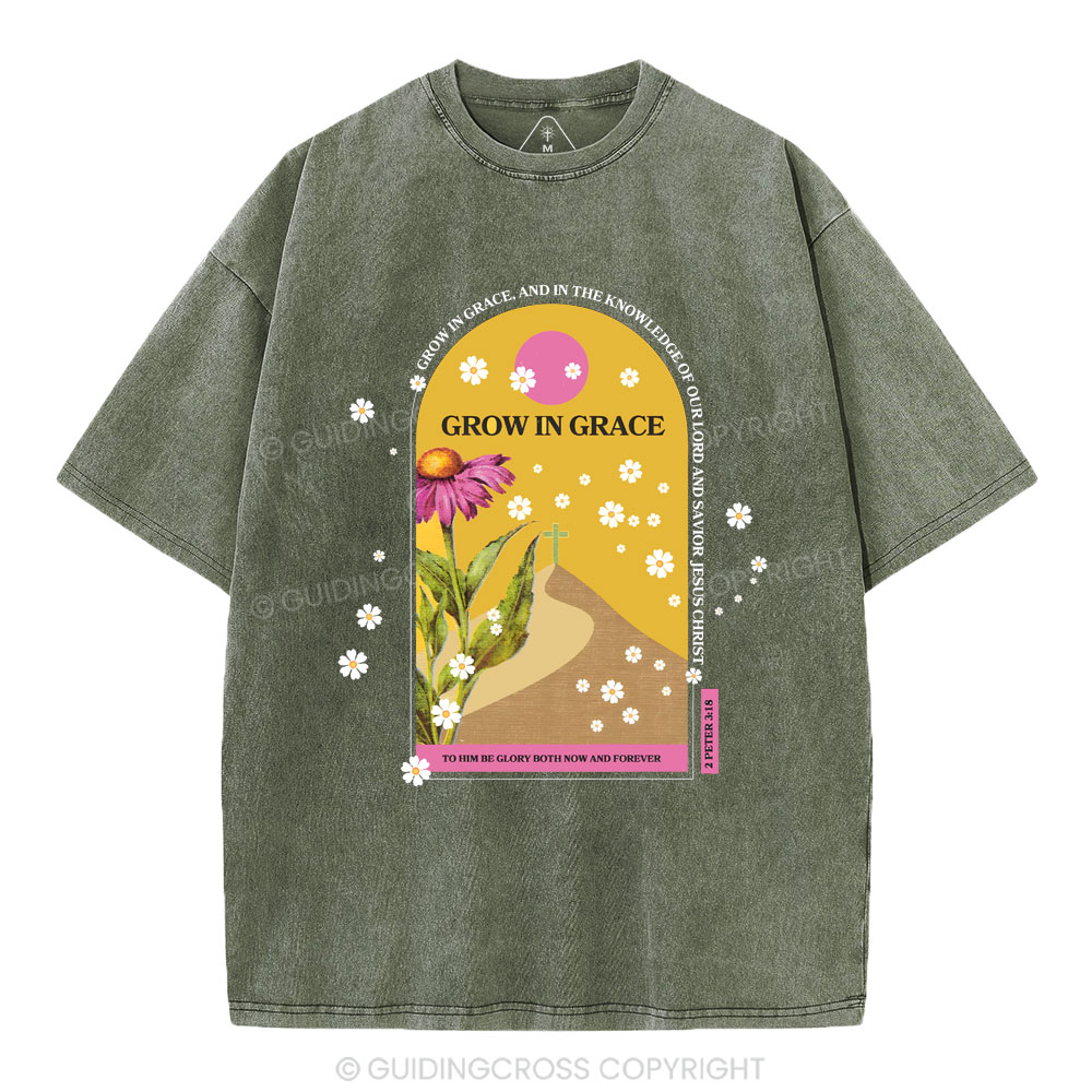 Grow In Grace Christian Washed T-Shirt