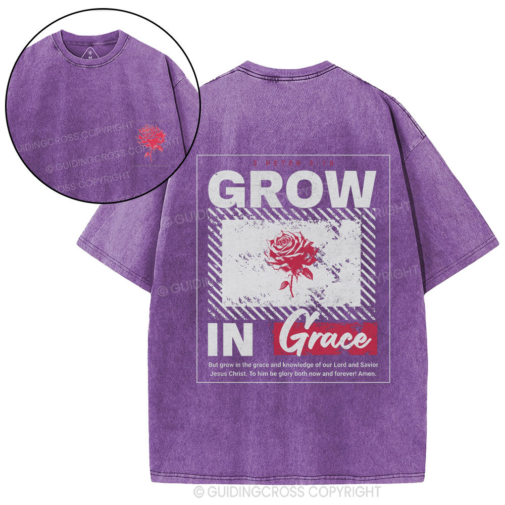 Grow In Grace Christian Washed T-Shirt