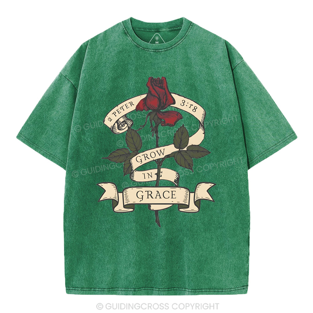 Grow In Grace Christian Washed T-Shirt