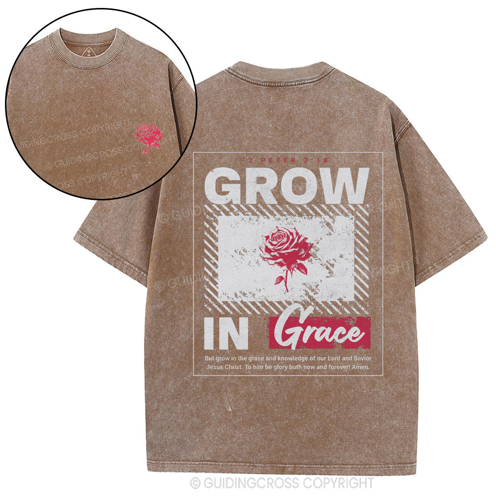 Grow In Grace Christian Washed T-Shirt