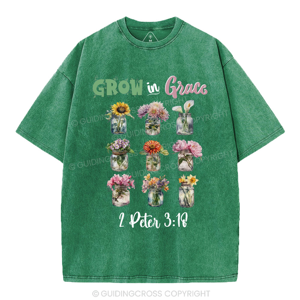 Grow In Grace Christian Washed T-Shirt