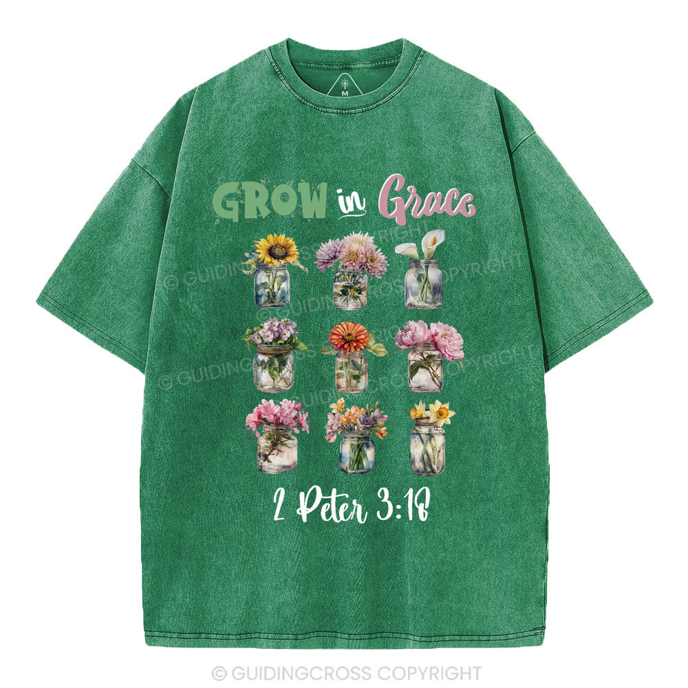 Grow In Grace Christian Washed T-Shirt