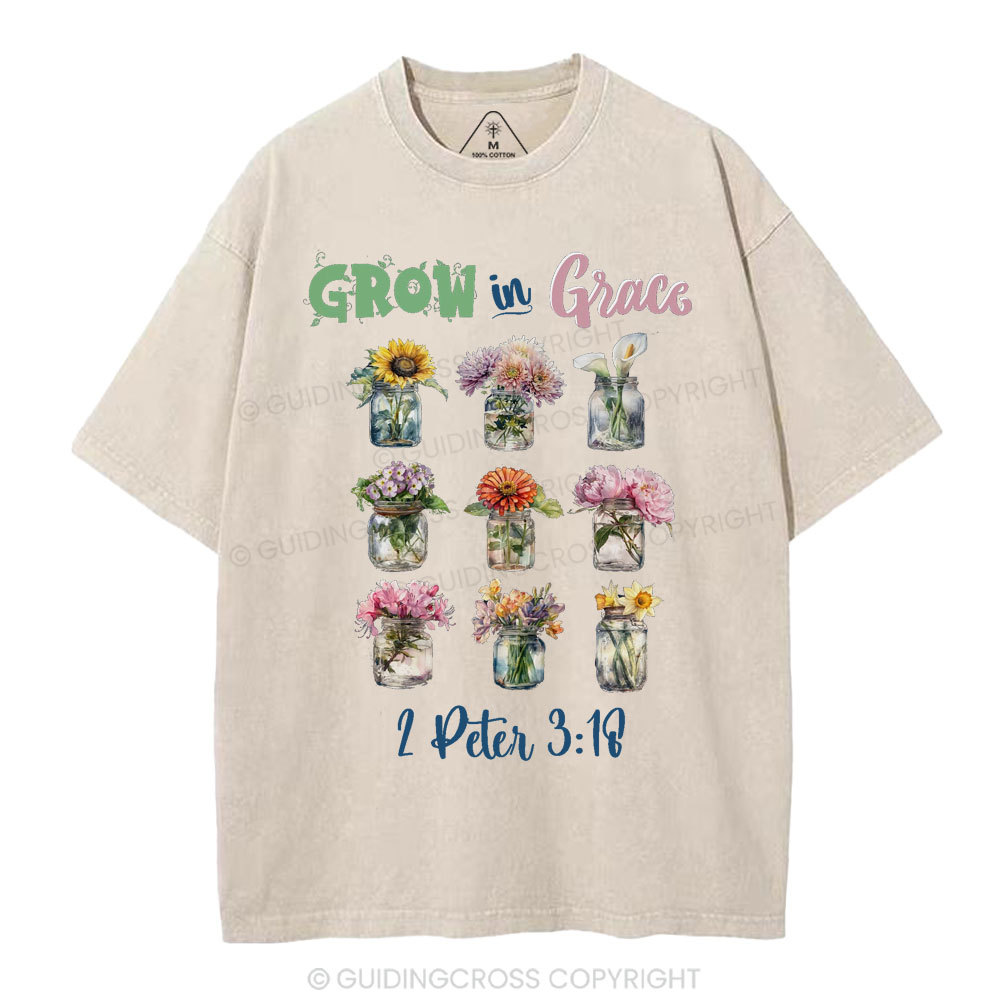 Grow In Grace Christian Washed T-Shirt