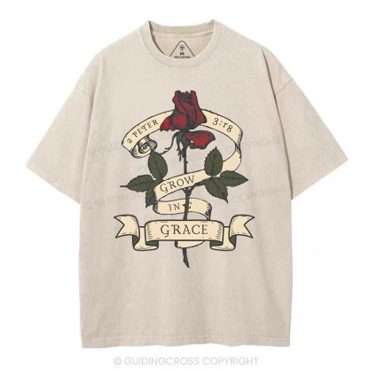 Grow In Grace Christian Washed T-Shirt