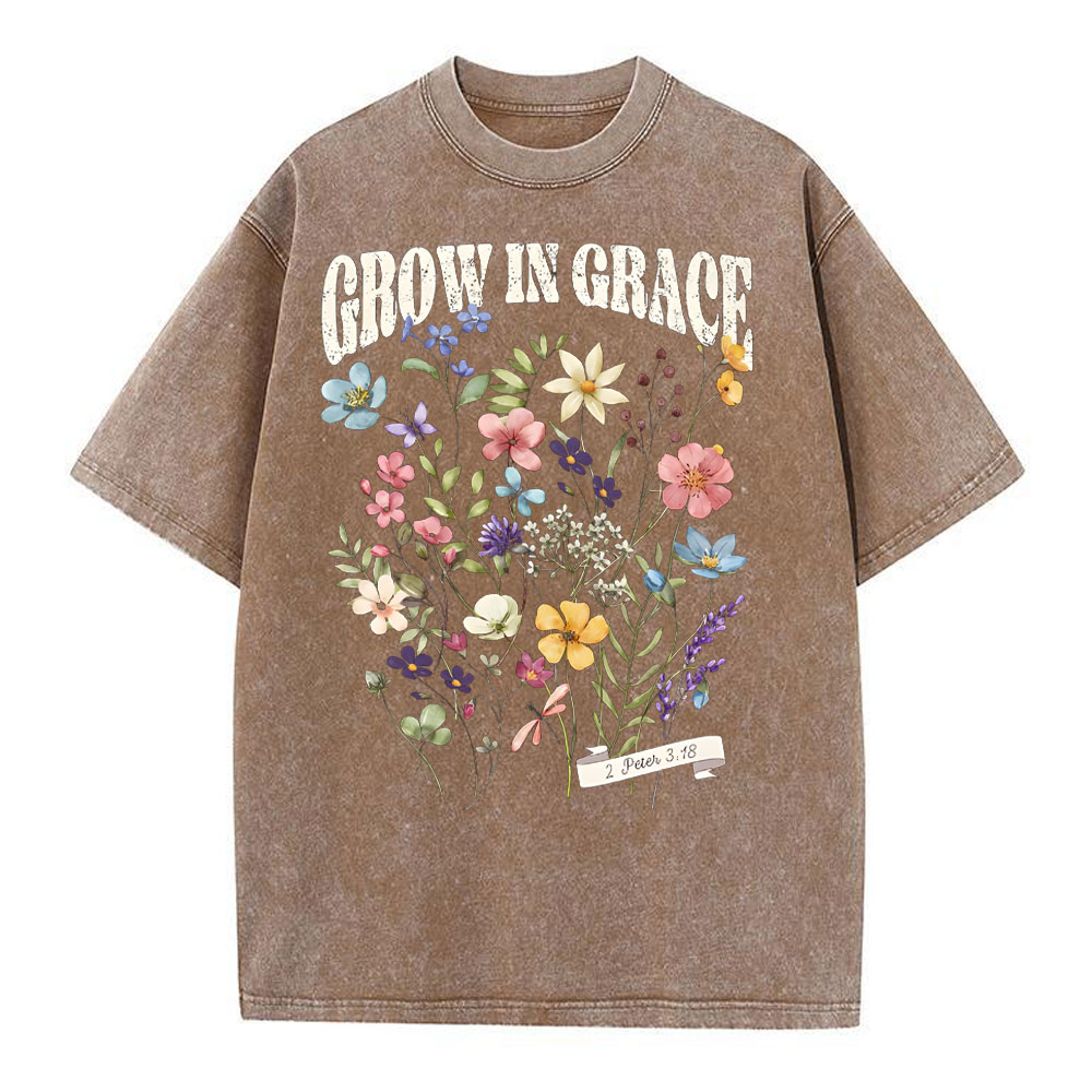Grow In Grace Christian Washed T-Shit