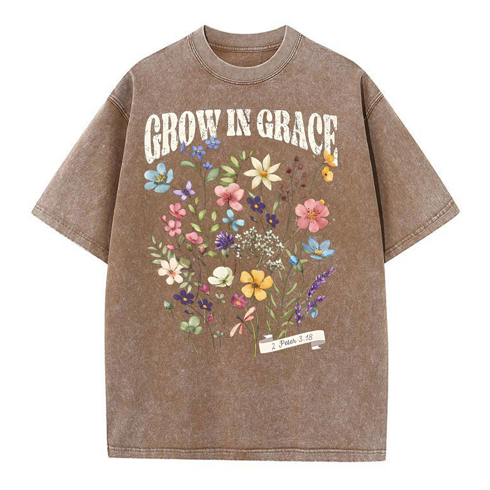 Grow In Grace Christian Washed T-Shit