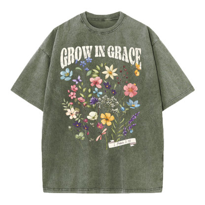 Grow In Grace Christian Washed T-Shit