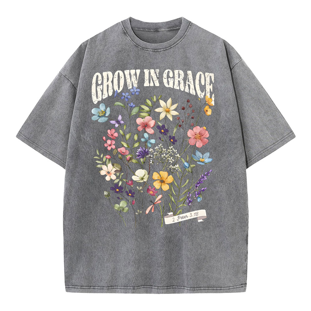 Grow In Grace Christian Washed T-Shit