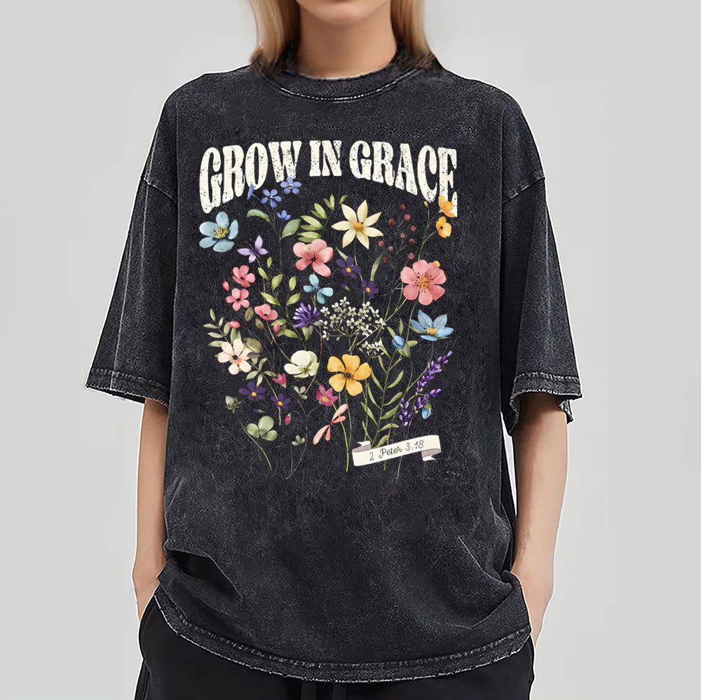 Grow In Grace Christian Washed T-Shit