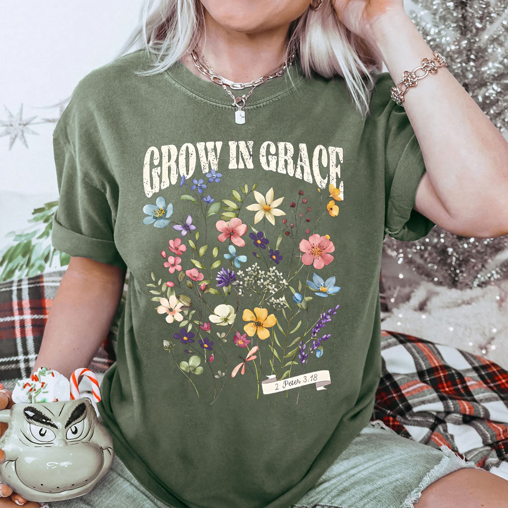 Grow In Grace Christian Washed T-Shit