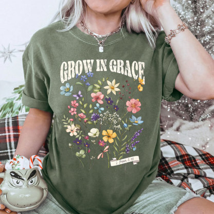 Grow In Grace Christian Washed T-Shit