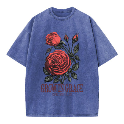 Grow In Grace Rose Christian Washed T-Shirt