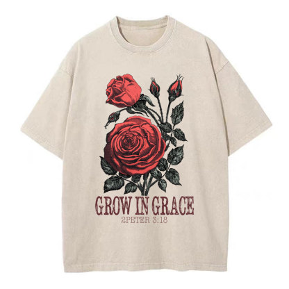 Grow In Grace Rose Christian Washed T-Shirt