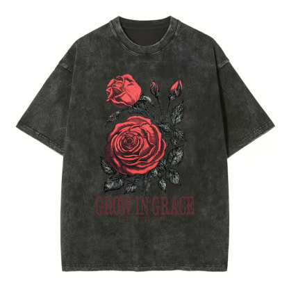 Grow In Grace Rose Christian Washed T-Shirt