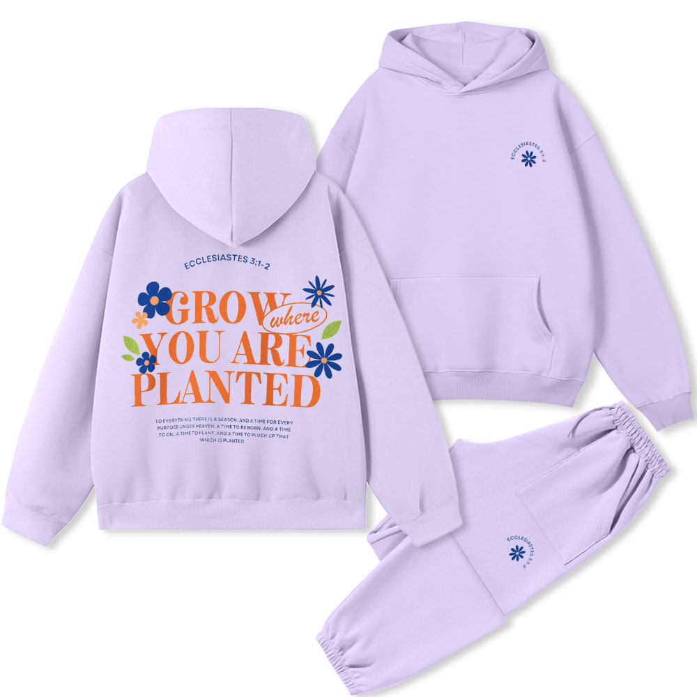 Grow You Are Planted Christian Premium Fleece Hoodie Set