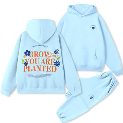 Grow You Are Planted Christian Premium Fleece Hoodie Set