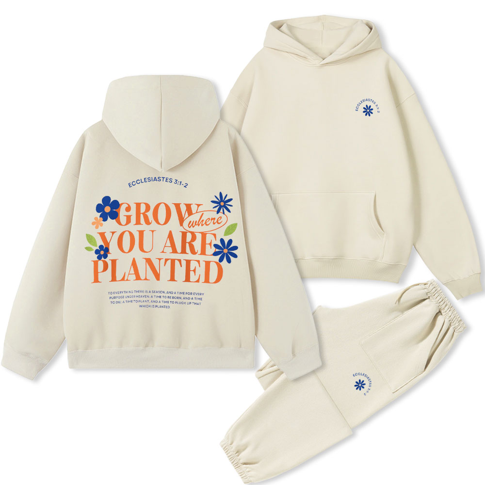 Grow You Are Planted Christian Premium Fleece Hoodie Set