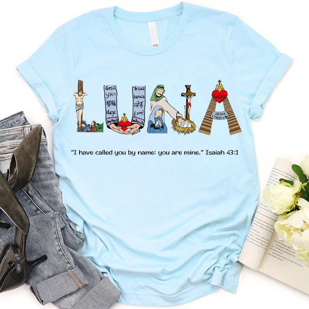 GuidingCross Original Design Personalized Name Biblical Alphabet Christian T-Shirt