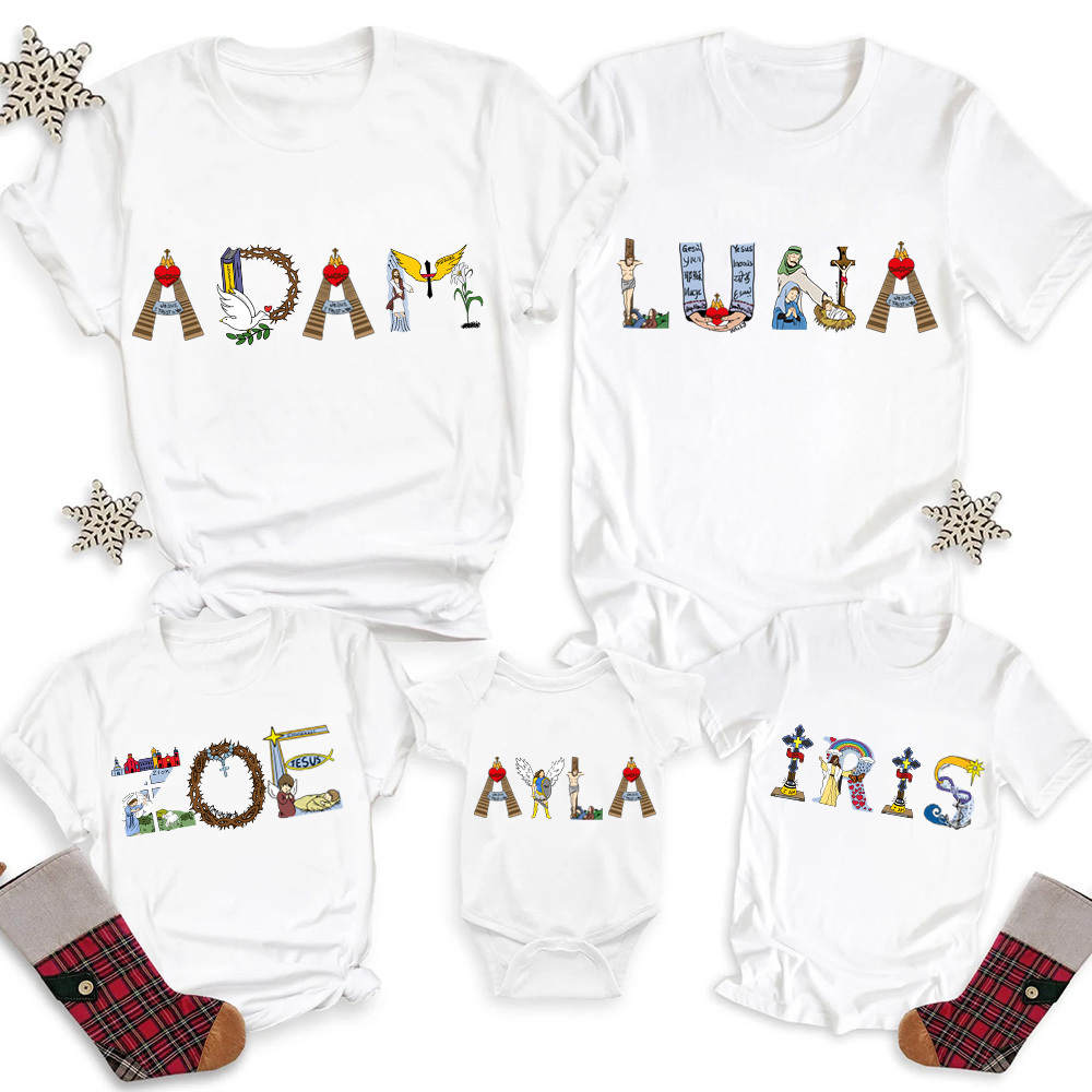 GuidingCross Original Design Personalized Name Christian Family Matching Shirts